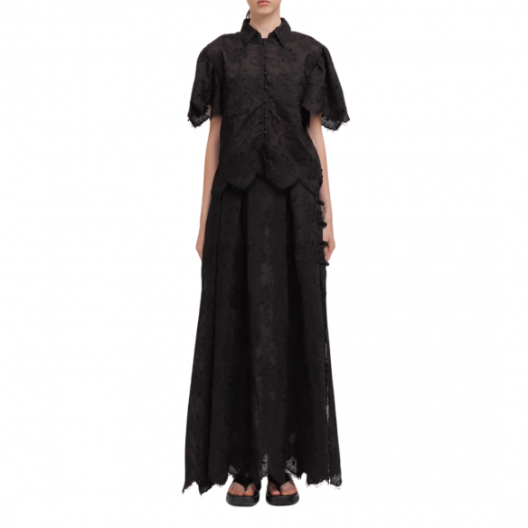 WEILI ZHENG MAXI GONNA RICAMATA BLACK