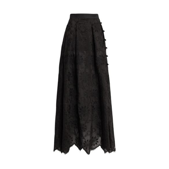 WEILI ZHENG MAXI GONNA RICAMATA BLACK