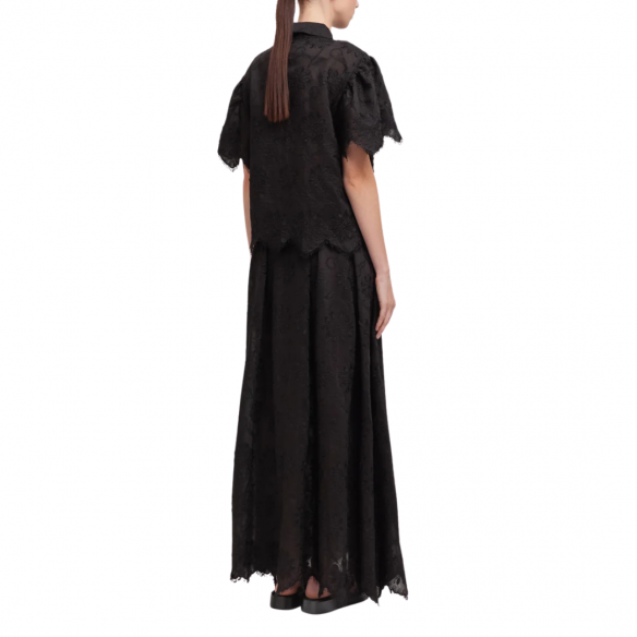 WEILI ZHENG MAXI GONNA RICAMATA BLACK