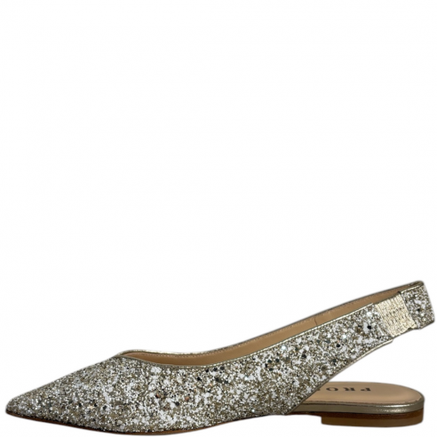 PROSPERINE 2490 GOB FLAT SHOES GLITTER ORO-BIANCO 2