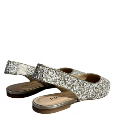 PROSPERINE 2490 GOB FLAT SHOES GLITTER ORO-BIANCO