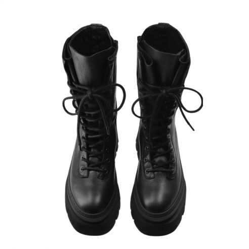 COPENHAGEN STUDIOS F5CPH691 LEATHER LACE-UP MID BOOT BLACK 2