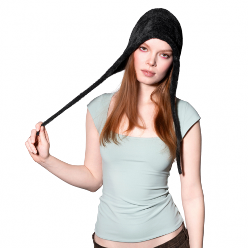 KANGOL FAUX FUR KNIT BONNET BLACK 2