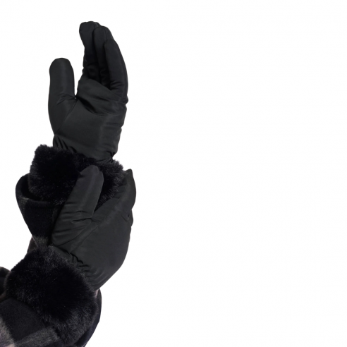 R&P OMAIRE BLACK PADDED GLOVES WHIT FAUX FUR
