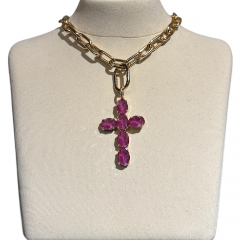 ALEVA' CIONDOLO CROCE IRIS PEONIA