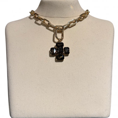 ALEVA' CIONDOLO CROCE QUADRA CHOCO