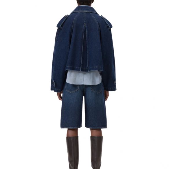 CLOSED CROPPED TRENCH DARK BLUE