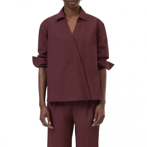CLOSED ASYMMETRIC SHIRT DARK RAISIN RED