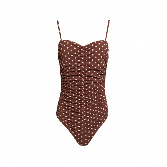 WEILI ZHENG S26BC04 COSTUME INTERO CON ARRICCI BROWN POLKA DOTS