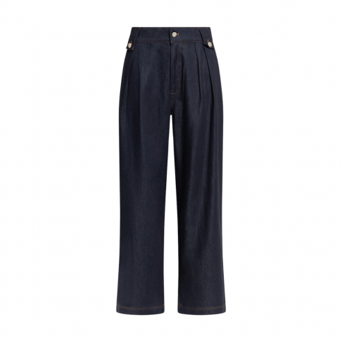 WEILI ZHENG S26PL13 PANTALONE AMPIO IN CHAMBRAY...