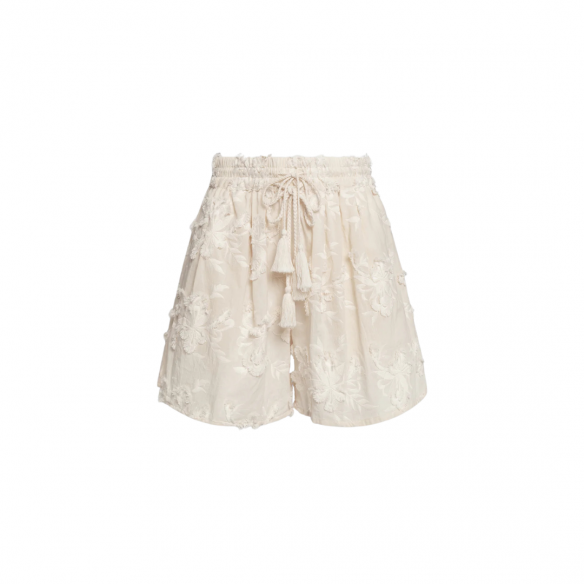 WEILI ZHENG S26PS08 SHORTS IN MUSSOLA RICAMATA WHITE