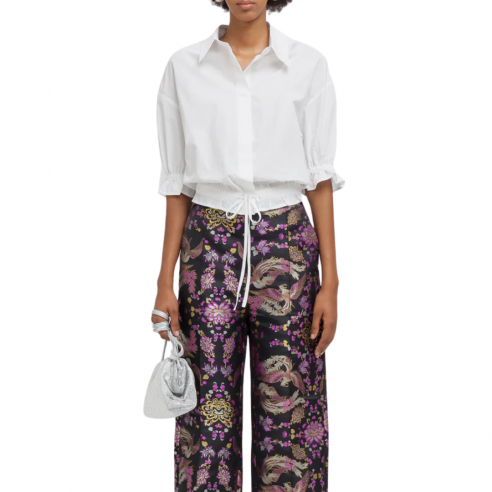 WEILI ZHENG S26SL02 WHITE CAMICIA CROP