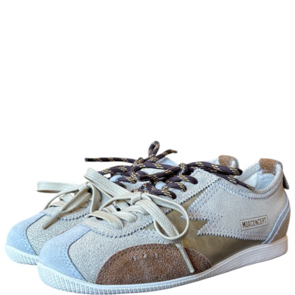 MOACONCEPT IK299 IKIGAI OFF WHITE CRACKLE COGNAC DETAIL LAMINATED PLATINUM LOGO