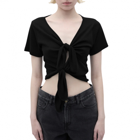 RITA ROW DAHLIA BLACK CROPPED TOP