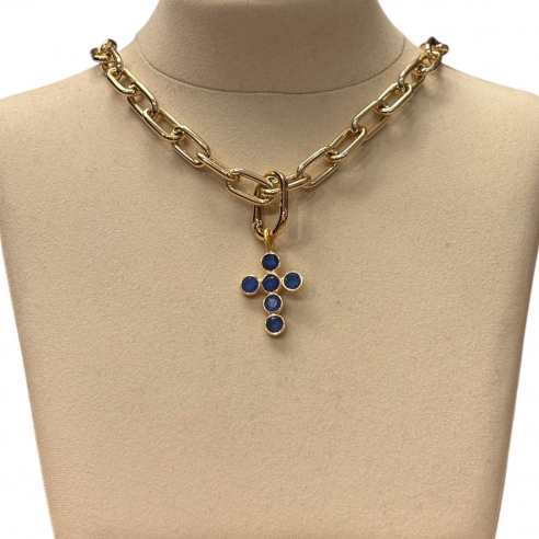 ALEVA' CIONDOLO CROCE IRIS BLUETTE