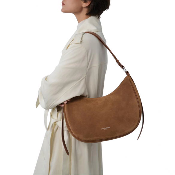LANCASTER 480-082 CAMEL SAC BESACE ZIPPE' L SUEDE