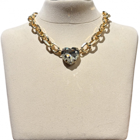 ALEVA' COLLANA CORAZON ORO CRYSTAL