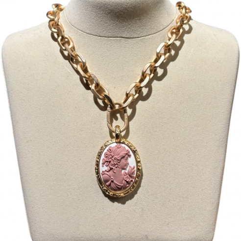 ALEVA' CIONDOLO CAMMEO ORO ROSA