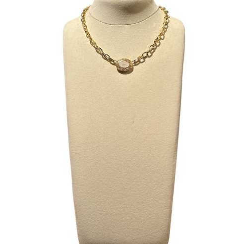 ALEVA' COLLANA AGNESE ORO BIANCO QUARZO