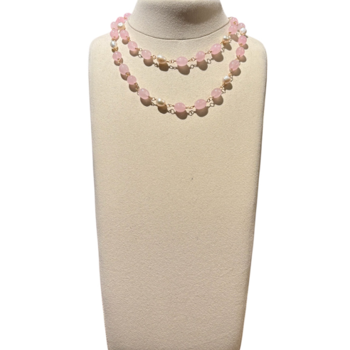 ALEVA' COLLANA CALLIOPE GIADE ROSA