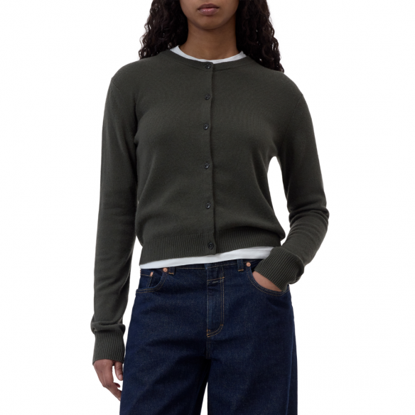 CLOSED CREW NECK CARDIGAN JUNIPER GREEN