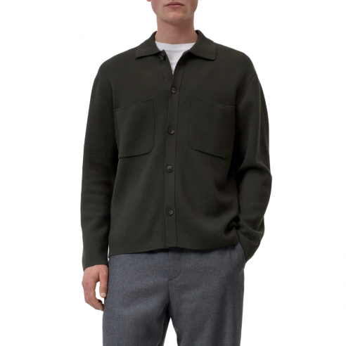 CLOSED POLO CARDIGAN DARK OLIVE GREEN