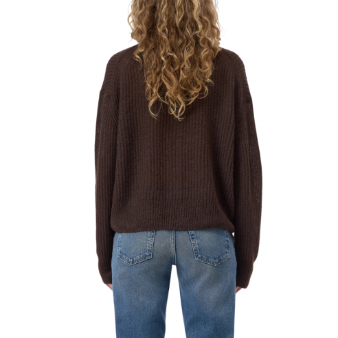 CLOSED V CARDIGAN MAHAGONY BROWN 2