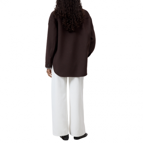 CLOSED OVERSIZE SHACKET MAHAGONY BROWN