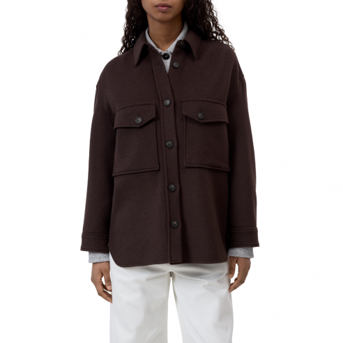 CLOSED OVERSIZE SHACKET MAHAGONY BROWN