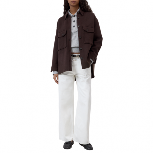 CLOSED OVERSIZE SHACKET MAHAGONY BROWN