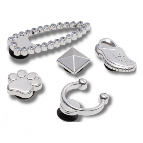 CROCS JIBBITZ ELEVATED SILVER  5 PACK
