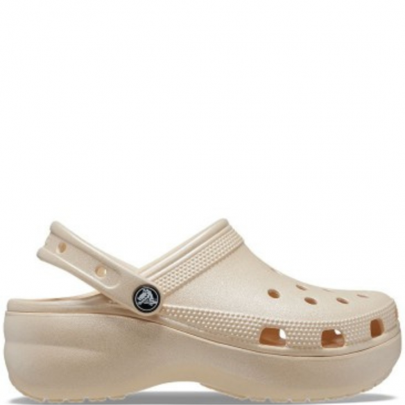 CROCS CLASSIC PLATFORM SHIMMER CLOG VANILLA