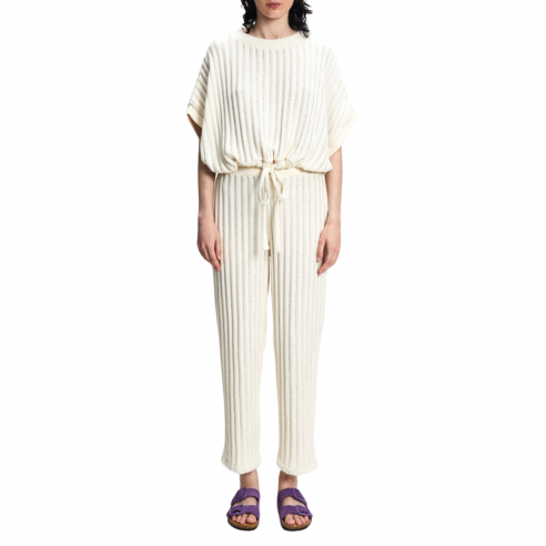 RITA ROW HOBA STRAIGHT KNIT PANTS NATURAL