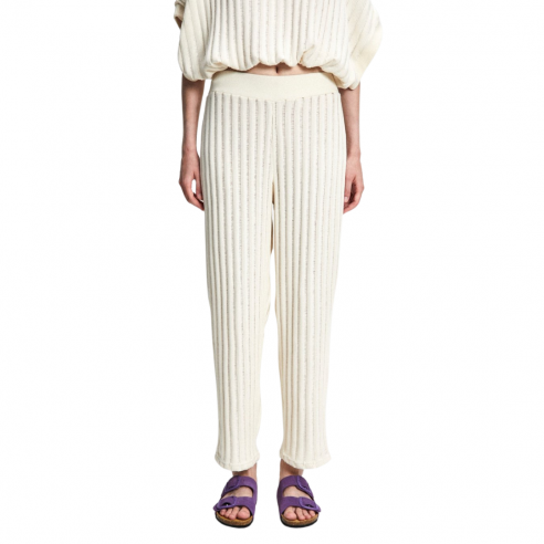 RITA ROW HOBA STRAIGHT KNIT PANTS NATURAL