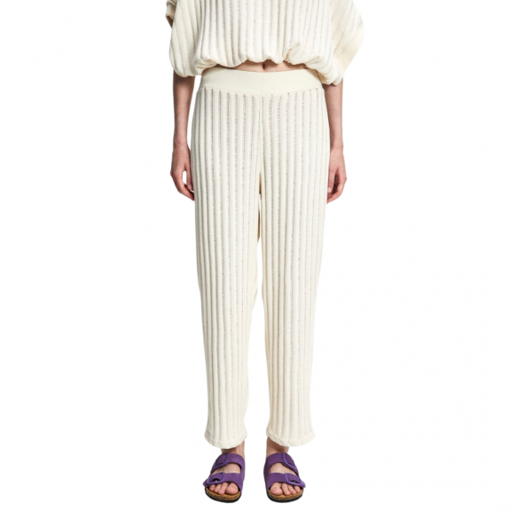 RITA ROW HOBA STRAIGHT KNIT PANTS NATURAL