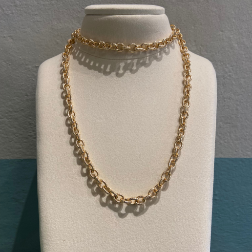 ALEVA' COLLANA FORZATINA RIGATA ORO OPACO 90CM